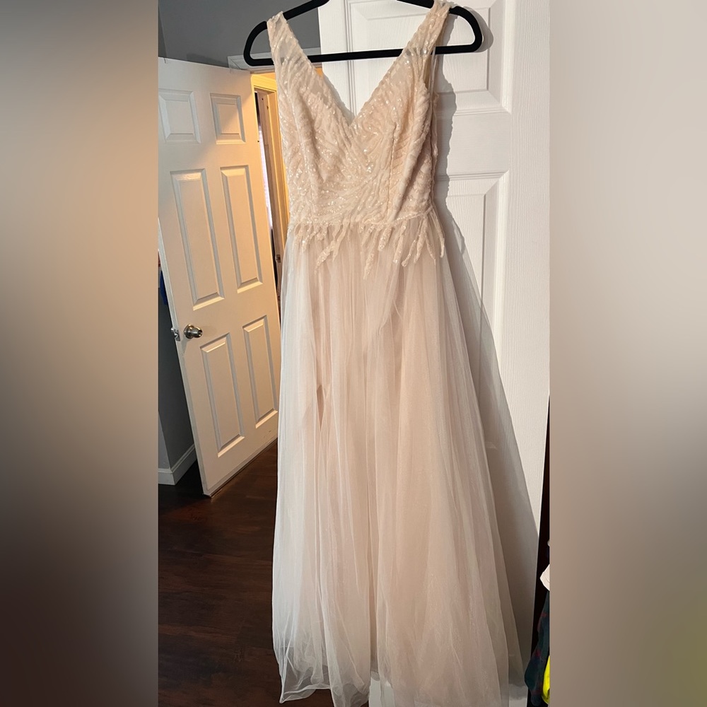 Ashley and Justin Tulle Bridesmaid dress - Blush